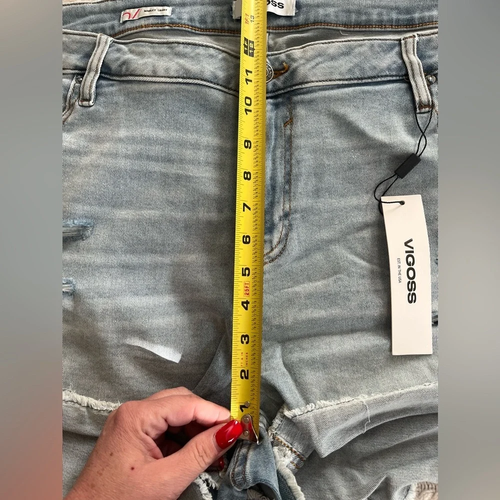 Vigoss Women's Light Wash Distressed Short Blue Denim Shorts Plus Size 24 - Picture 13 of 14